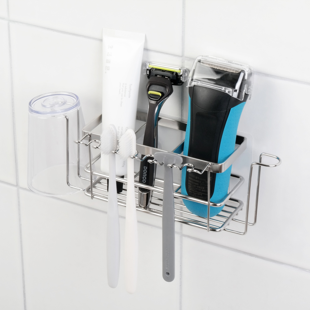 스파이더락 무타공 스텐 칫솔걸이 일반 욕실 칫솔꽂이 치약 면도기 거치대