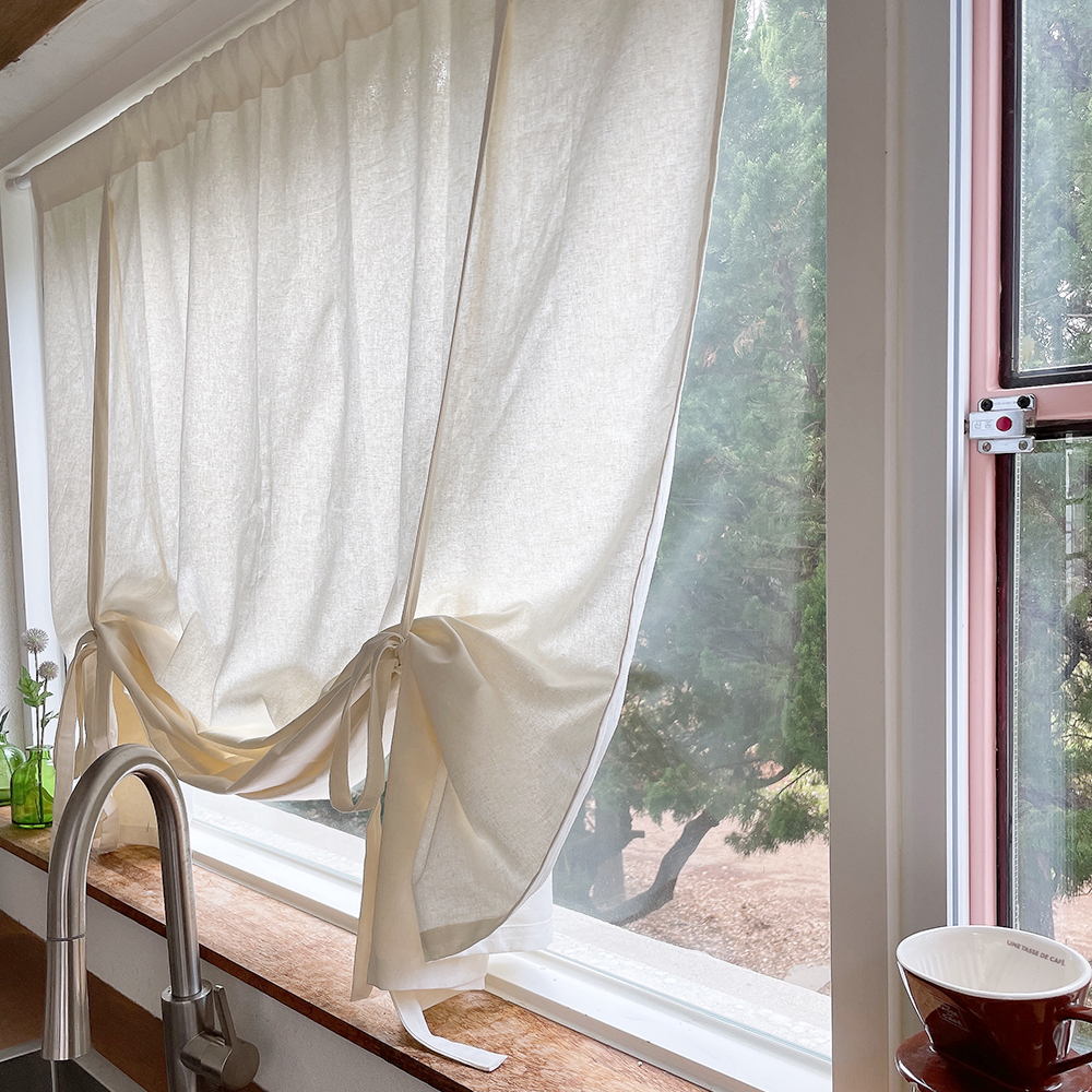 러프 린넨 롤업커튼 크림 책장가리개 중문 바란스 리넨 공간분리커튼