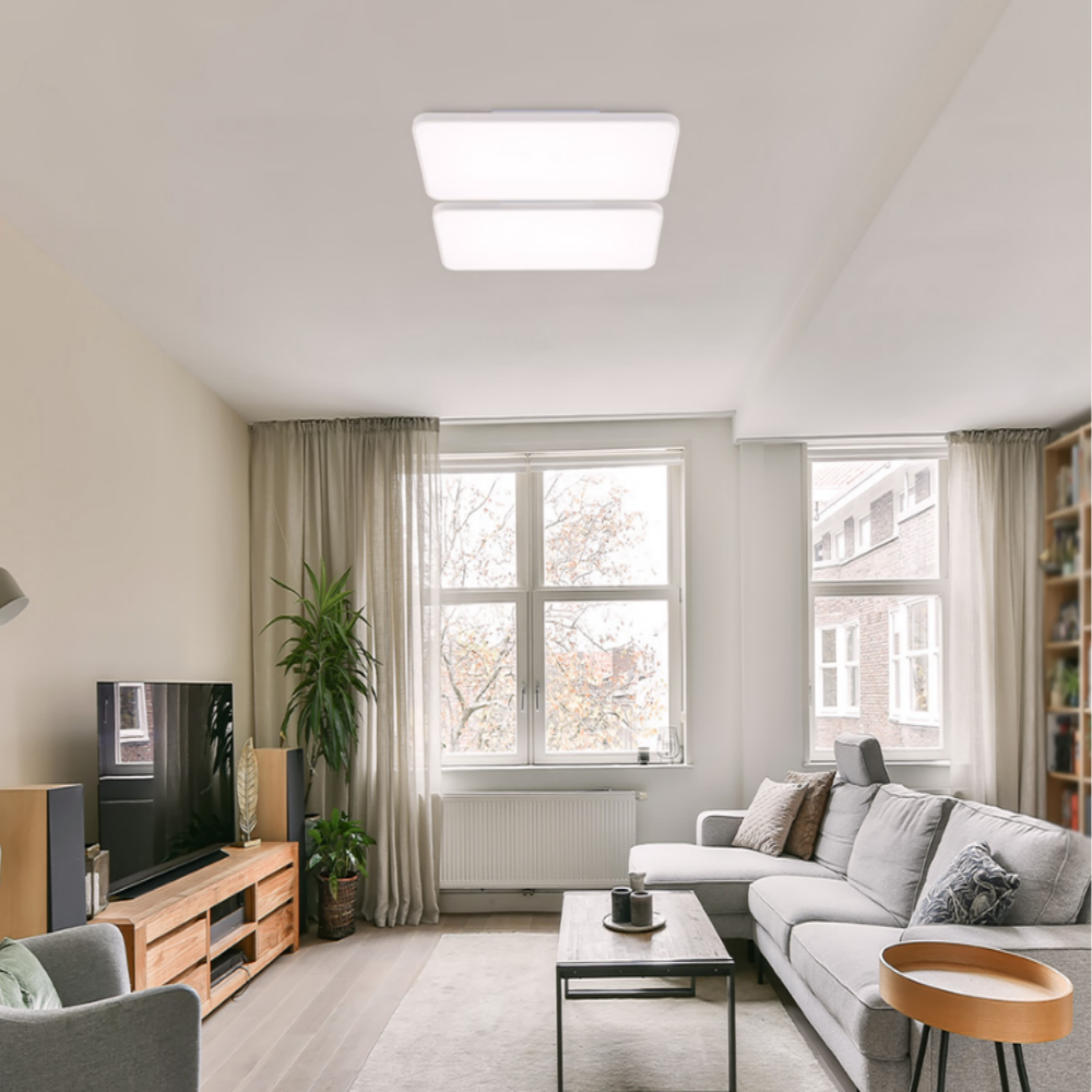 무료+당일발송/KC인증 국산 LED 100W 삼성칩 사각 시스템 거실등 거실조명 화이트 - 상품 이미지