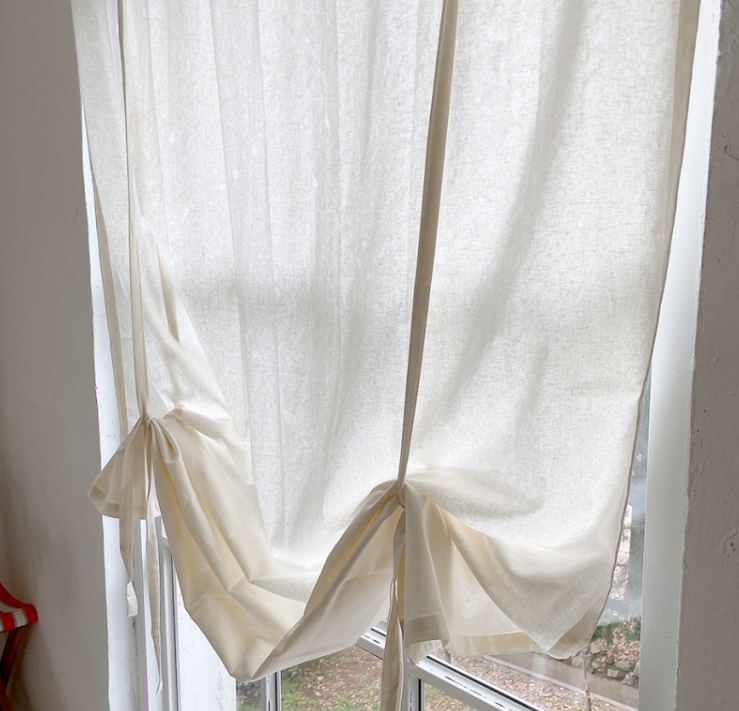 러프 린넨 롤업커튼 크림 책장가리개 중문 바란스 리넨 공간분리커튼