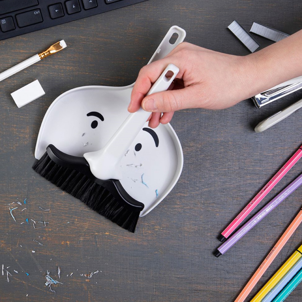 미스터 콧수염 미니 빗자루 쓰레받기 세트 책상 빗자루 세트 - 상세 이미지 5