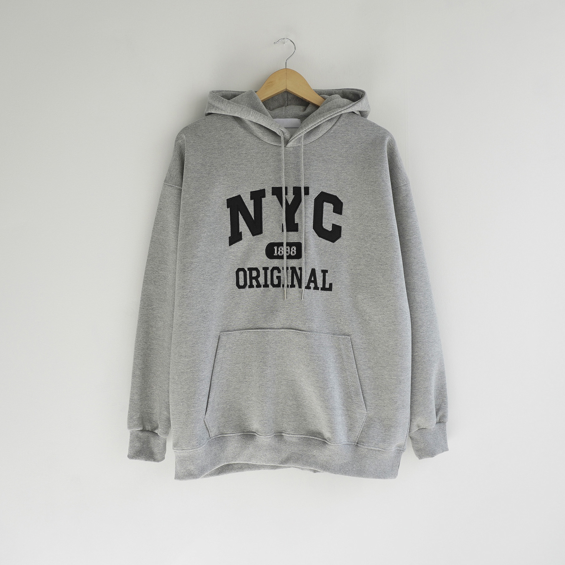 1898 NYC 탄탄 오버핏 후드티 자수 레터링 후드 티셔츠 4color - 상세 이미지 4