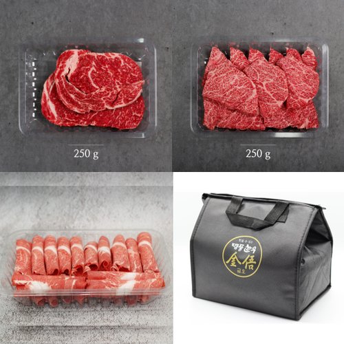 [명품한우금오] (암소) 1+등급 한우 캠핑기획세트 750g(등심,꽃갈비살,샤브샤브불고기) : 신세계백화점