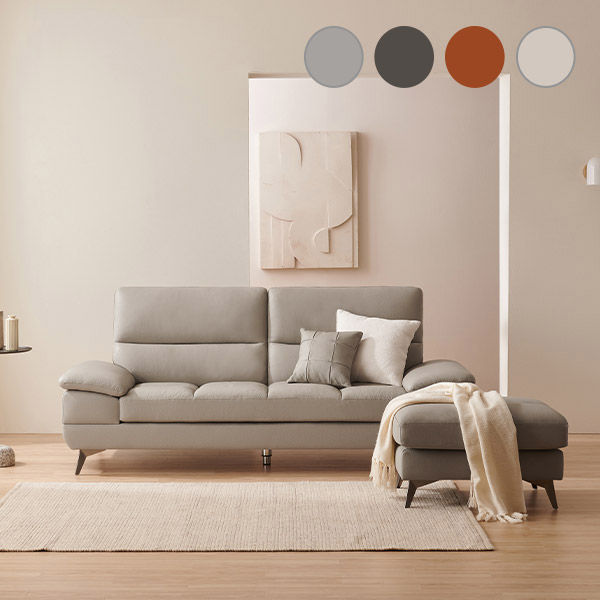 [삼익가구]오스틴 통가죽 천연면피 3인용 소파(스툴포함)