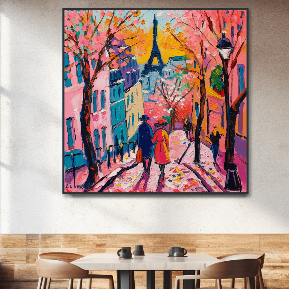파리의야경 80cm x 80cm 무광화이트 알루미늄액자 카페인테리어 - 상세 이미지 3