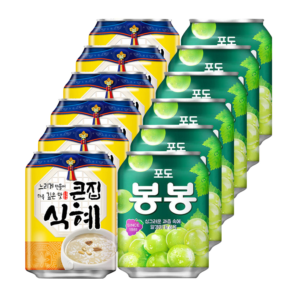 해태 식혜 봉봉 포도 238ml 캔 음료 사무실 음료수 세트 : 냠냠공장