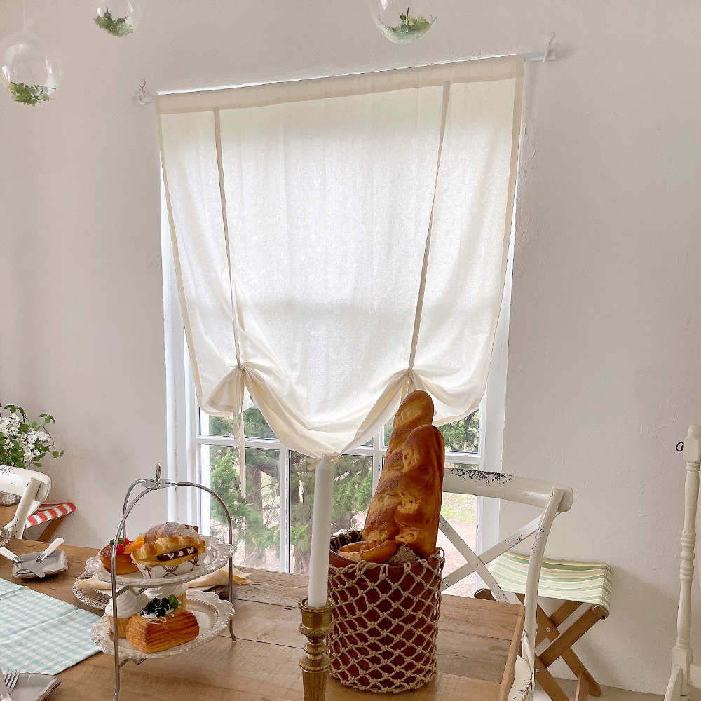 러프 린넨 롤업커튼 크림 책장가리개 중문 바란스 리넨 공간분리커튼