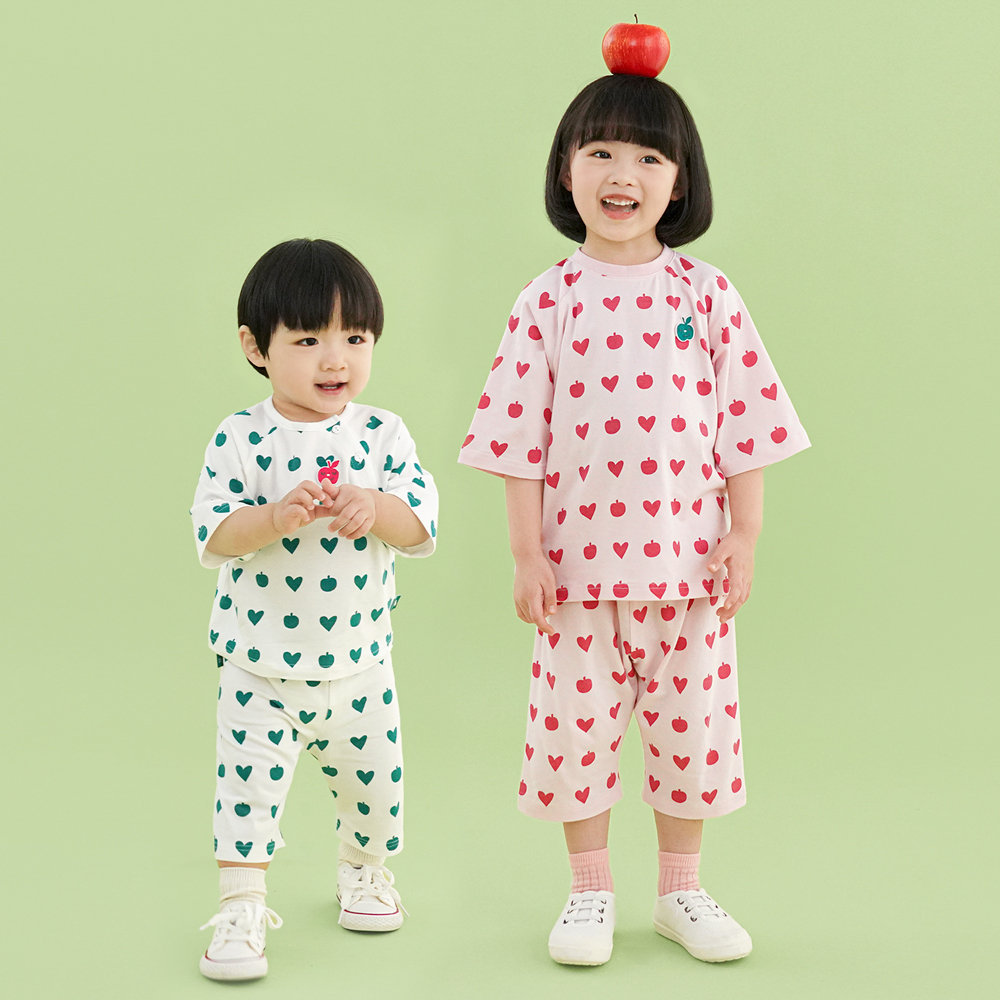 [밤부베베] 사랑스런 사과 7부 상하복(6~60개월) - 상세 이미지 2