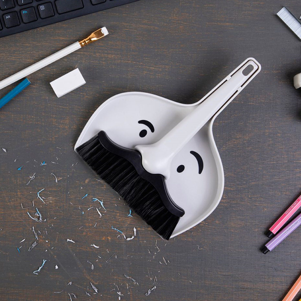 미스터 콧수염 미니 빗자루 쓰레받기 세트 책상 빗자루 세트 - 상세 이미지 2