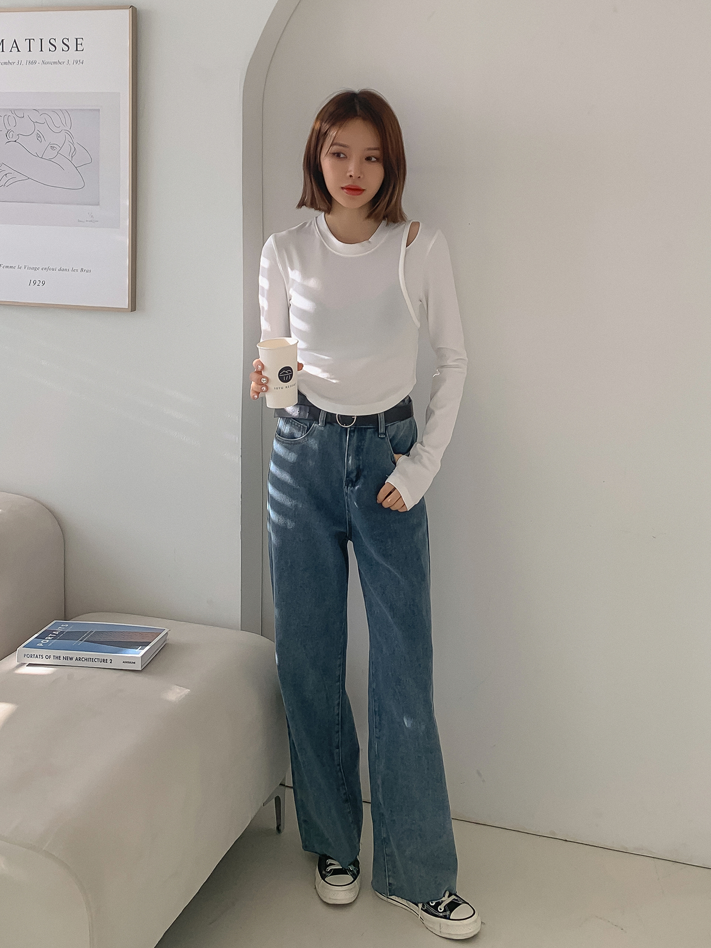 데일리즈 컷아웃 워머크롭티 슬림핏긴팔 유니크룩 자체제작 이미지 3