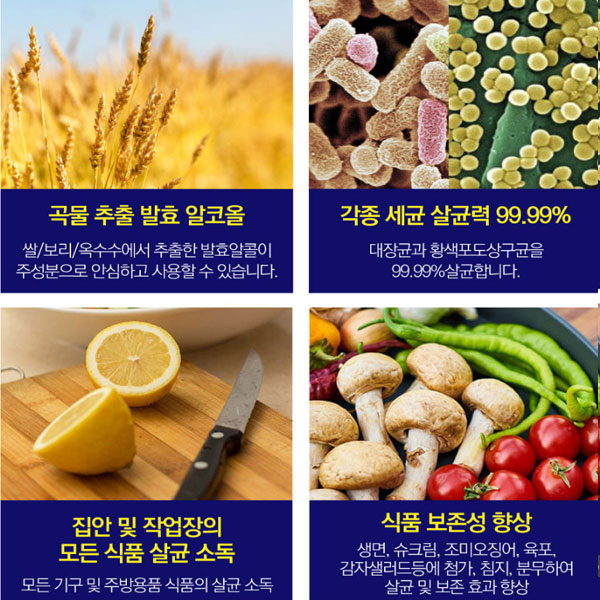 진로발효 바이오크린콜 뿌리는 살균소독제 소독수 1L x 3개+공병 450ml 분무기 알콜 75% 발효 주정 에탄올 소독 스프레이