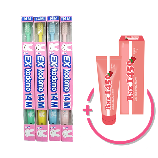 코도모칫솔 4개입 1세트+어린이고불소치약