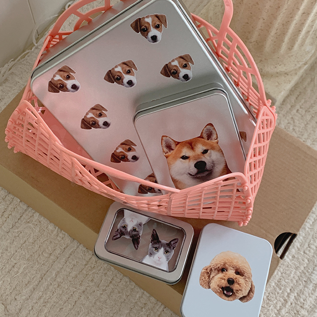 강아지 고양이 반려동물 틴케이스 제작 커스텀 금속 철제 케이스 투명 하프 상반신 - 상세 이미지 2