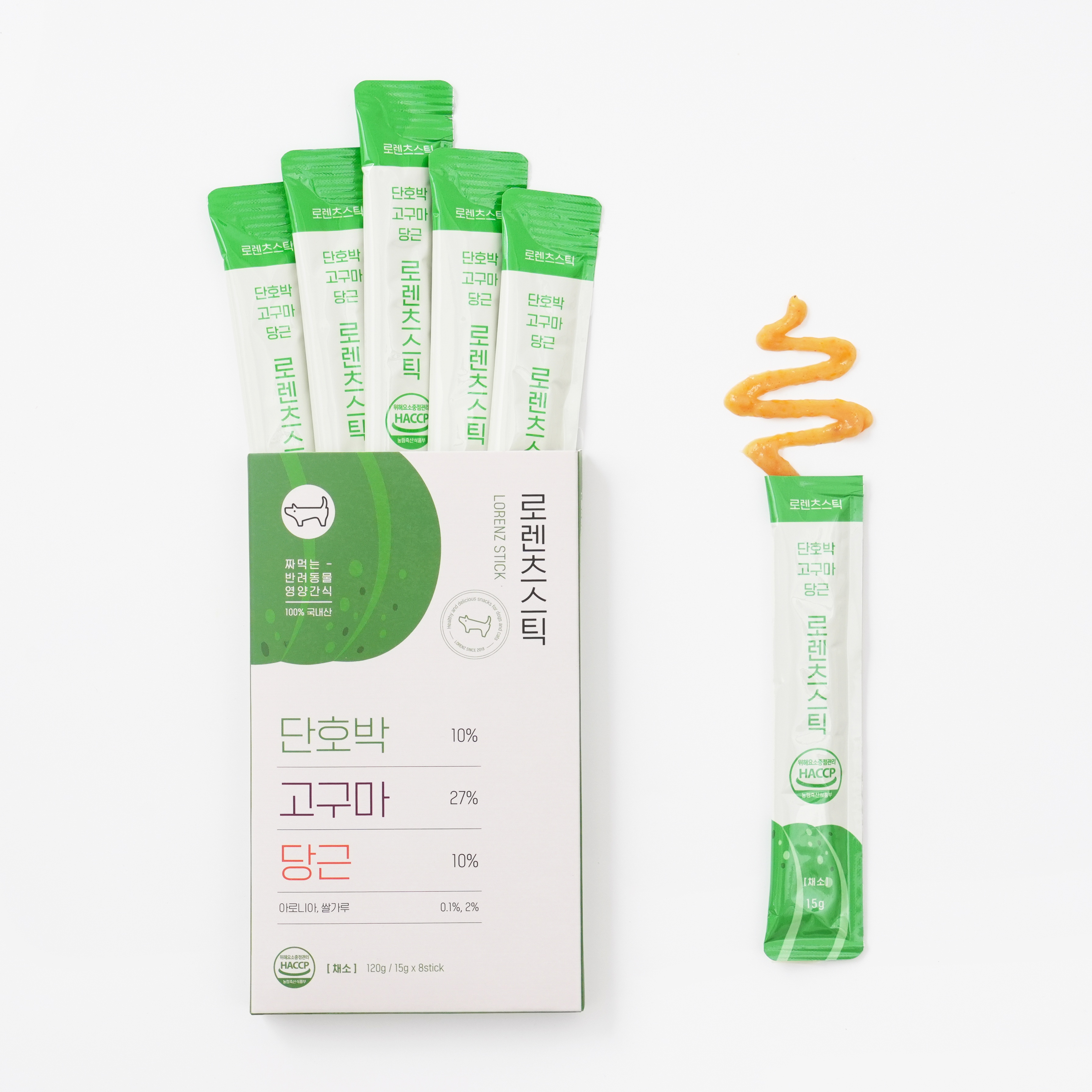 [오늘출발] 로렌츠스틱 강아지츄르 퓨레 짜먹는간식 채소, 15g, 8개 - 상품 이미지