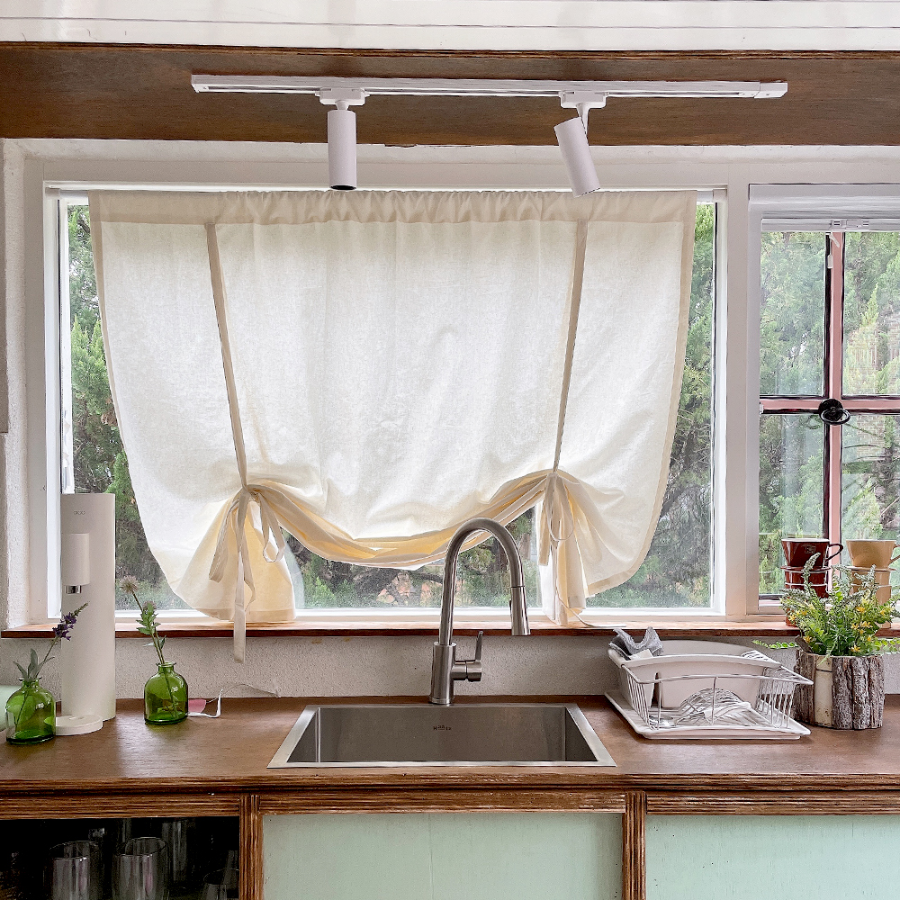 러프 린넨 롤업커튼 크림 책장가리개 중문 바란스 리넨 공간분리커튼