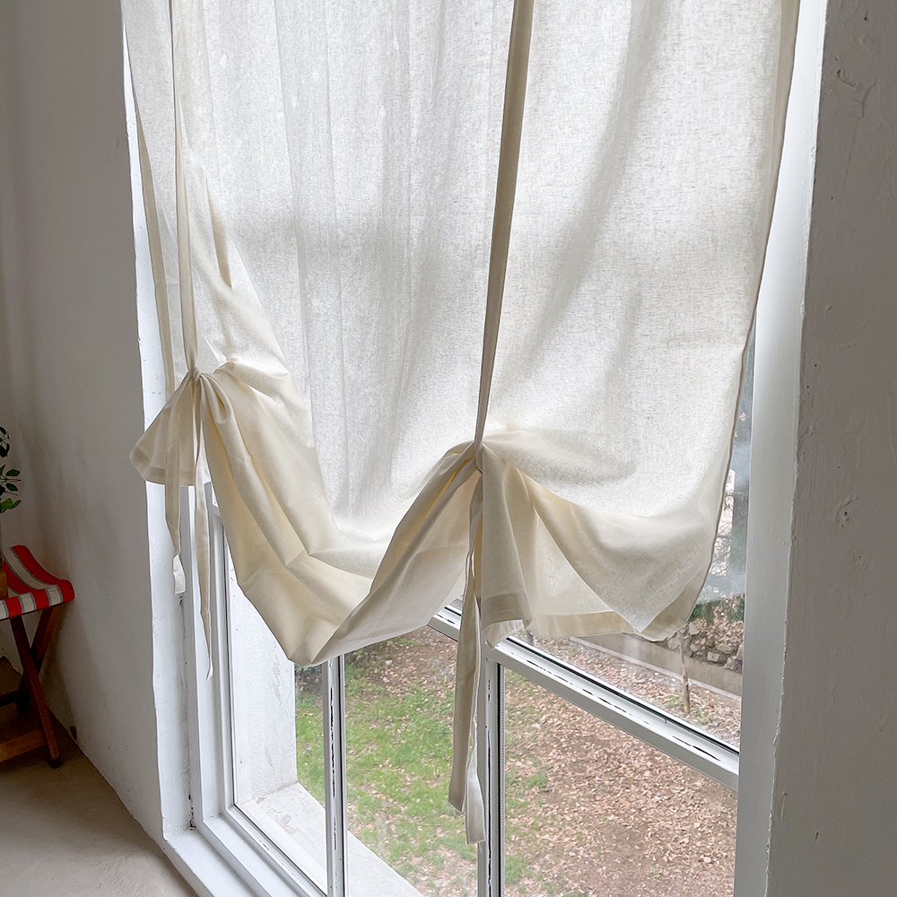 러프 린넨 롤업커튼 크림 책장가리개 중문 바란스 리넨 공간분리커튼