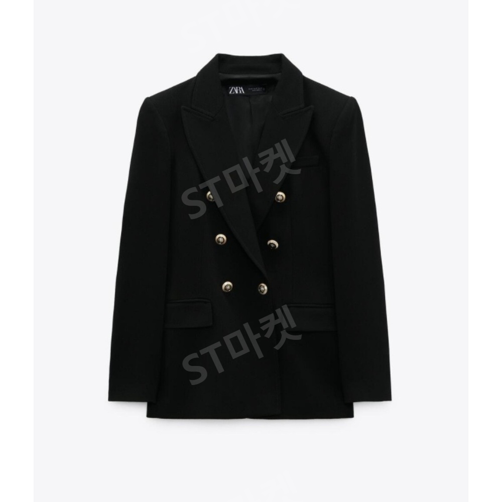 자라 금장 더블 버튼 재킷 zara 봄 가을 수트 슬림핏 정장 재킷 더블 브레스트 블랙정장 - 상세 이미지 2