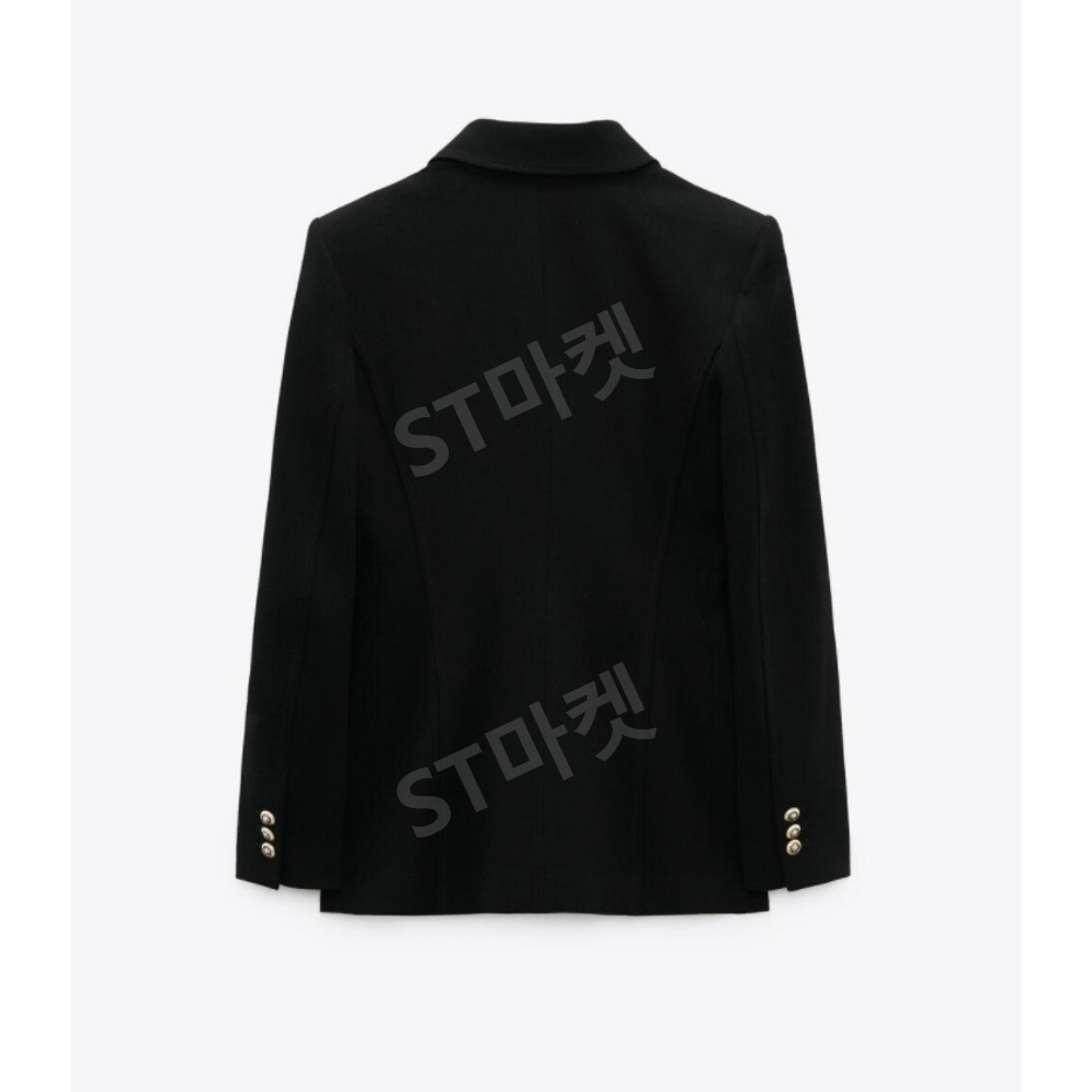 자라 금장 더블 버튼 재킷 zara 봄 가을 수트 슬림핏 정장 재킷 더블 브레스트 블랙정장 - 상세 이미지 3