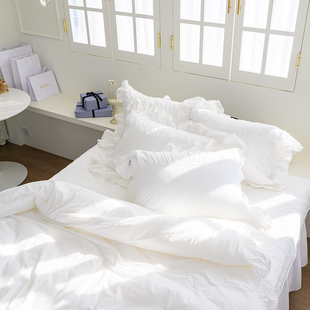 리눔아티카 부드러운 면 모달 호텔 셔링 레이스 차렵이불 세트