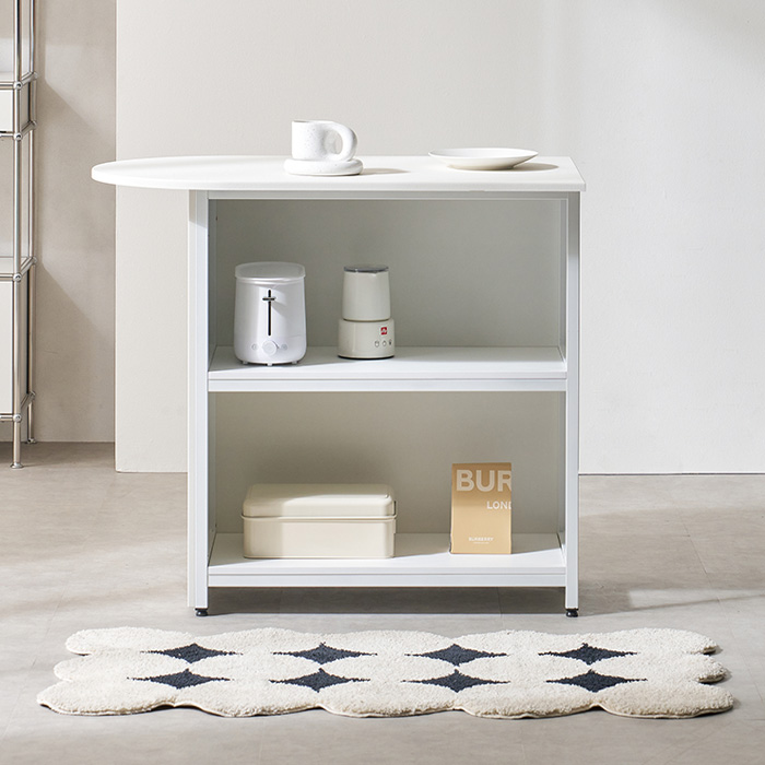 엘리 템바보드 반타원형 테이블 수납홈바 아일랜드 식탁 1000 좌측형