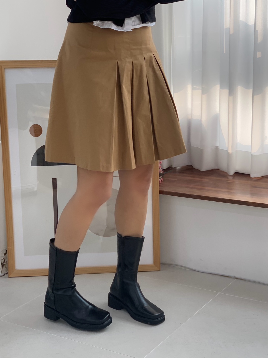 플리츠 언발주름 스커트 미디스커트 주름치마 - 상세 이미지 5