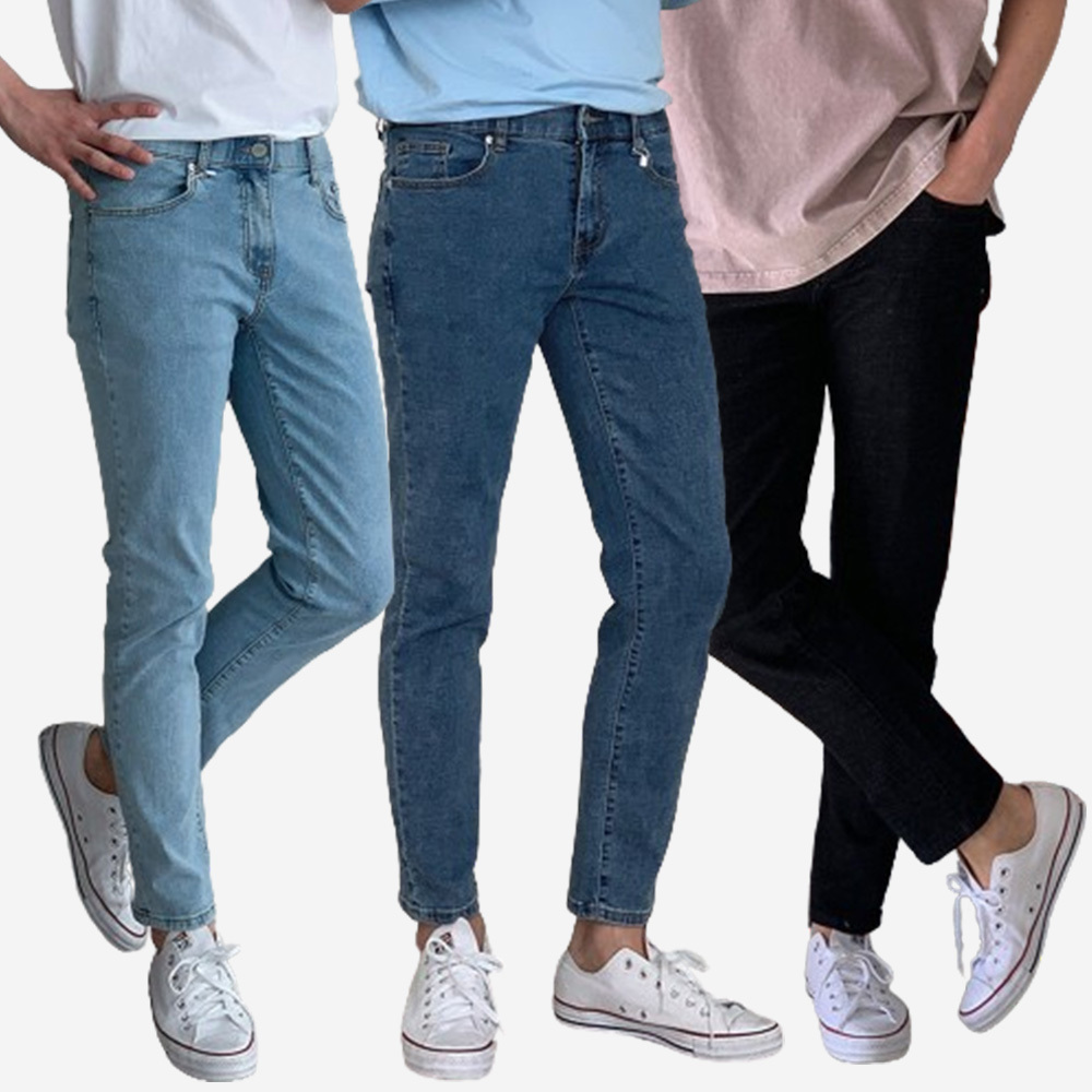 빅사이즈 남자 인밴딩 슬림핏 일자핏 스판 워싱 데님 청바지 S-5XL I5PC051 - 상품 이미지