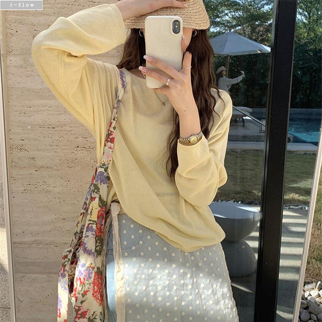 리콘 아이스 루즈핏 라운드 데일리 니트 10col 봄 여름 얇은 시원한 시스루 제이플로우 - 상세 이미지 2