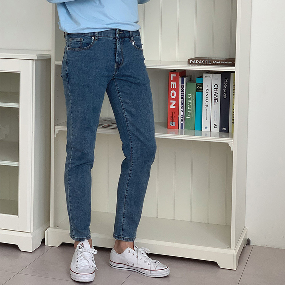 빅사이즈 남자 인밴딩 슬림핏 일자핏 스판 워싱 데님 청바지 S-5XL I5PC051 - 상세 이미지 2