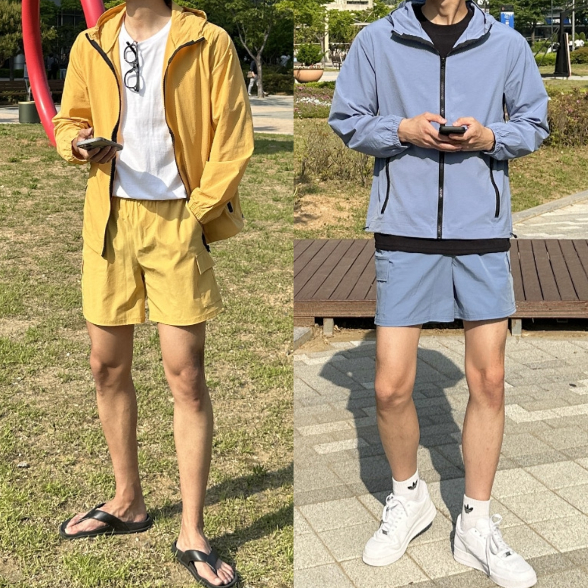 남자 에버렛 여름 후드 카고 반바지 트레이닝 셋업 세트 - 메인 이미지
