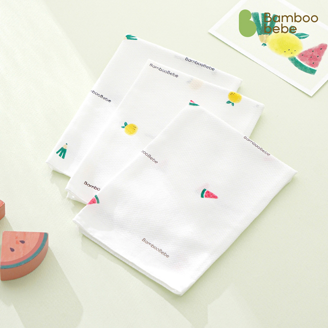 [밤부베베] 시그니처 엠보손수건_얌얌쑥쑥 6장