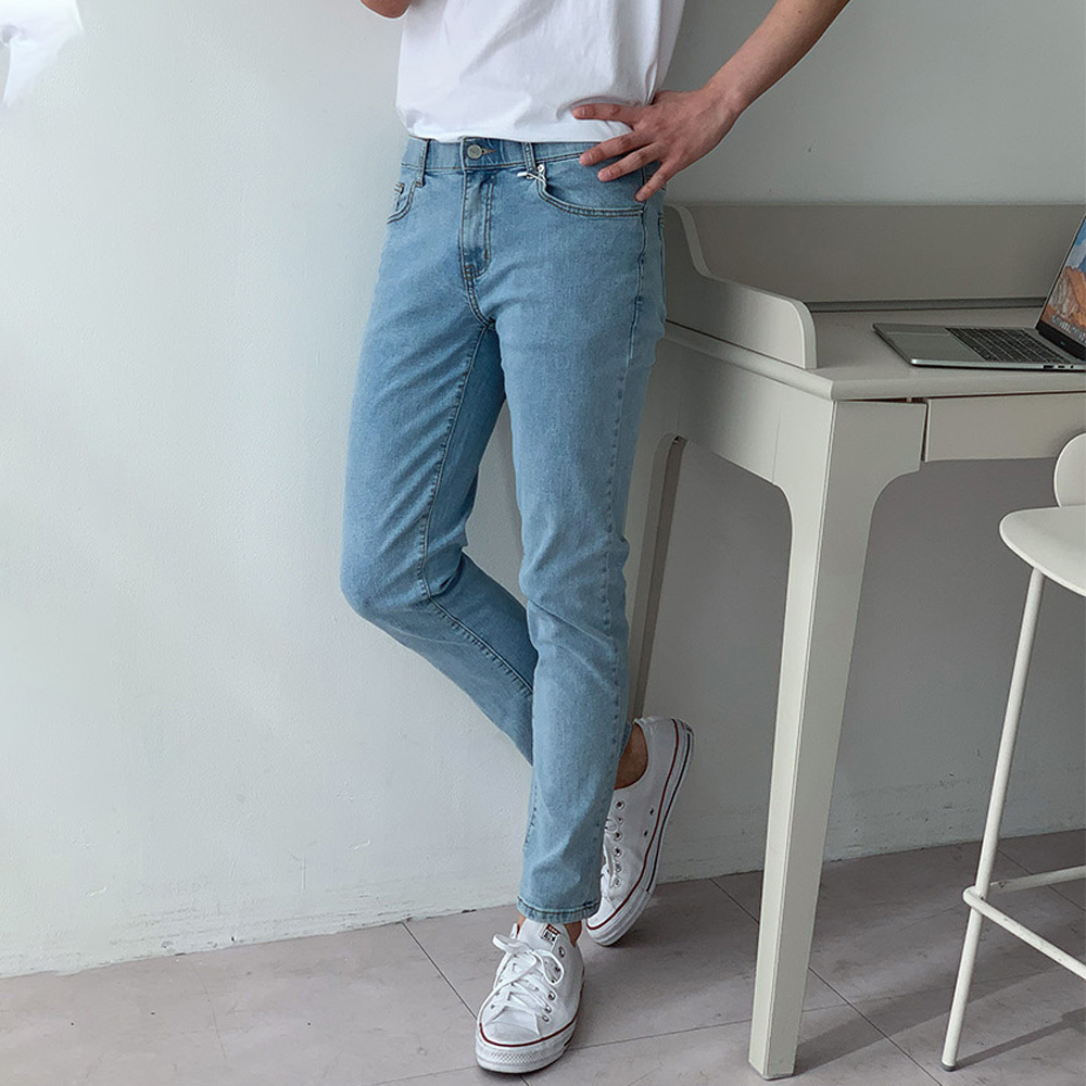 빅사이즈 남자 인밴딩 슬림핏 일자핏 스판 워싱 데님 청바지 S-5XL I5PC051 - 상세 이미지 3