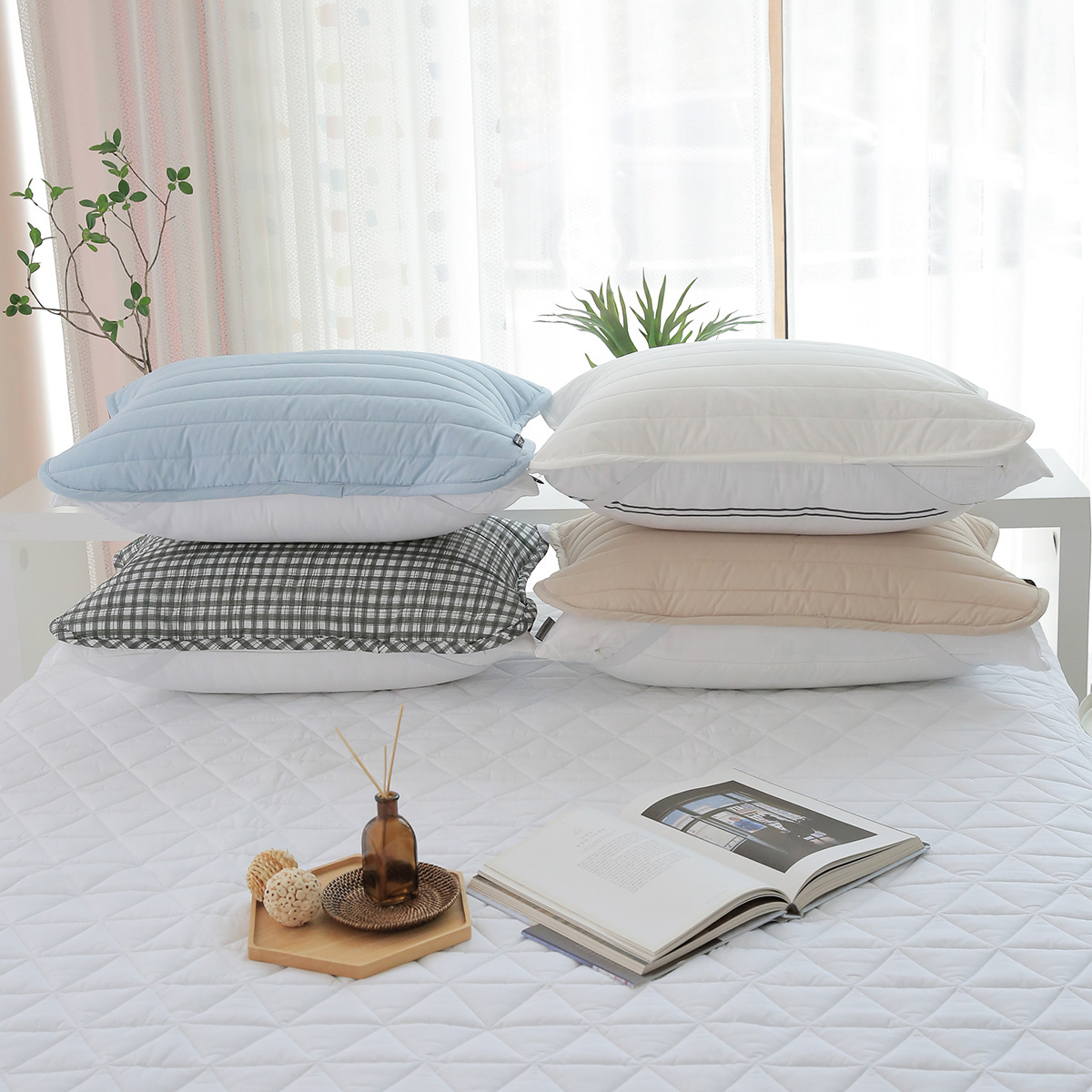 엠시베딩 밴딩베개커버 교체하기 편리한 1+1 알러지케어 베개커버 5070