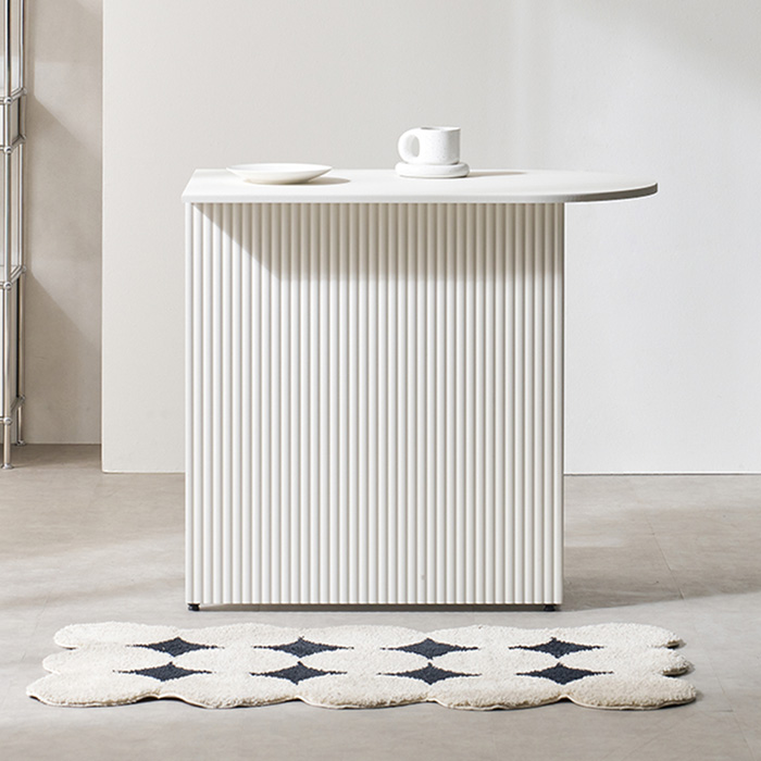 엘리 템바보드 반타원형 테이블 수납홈바 아일랜드 식탁 1000 좌측형