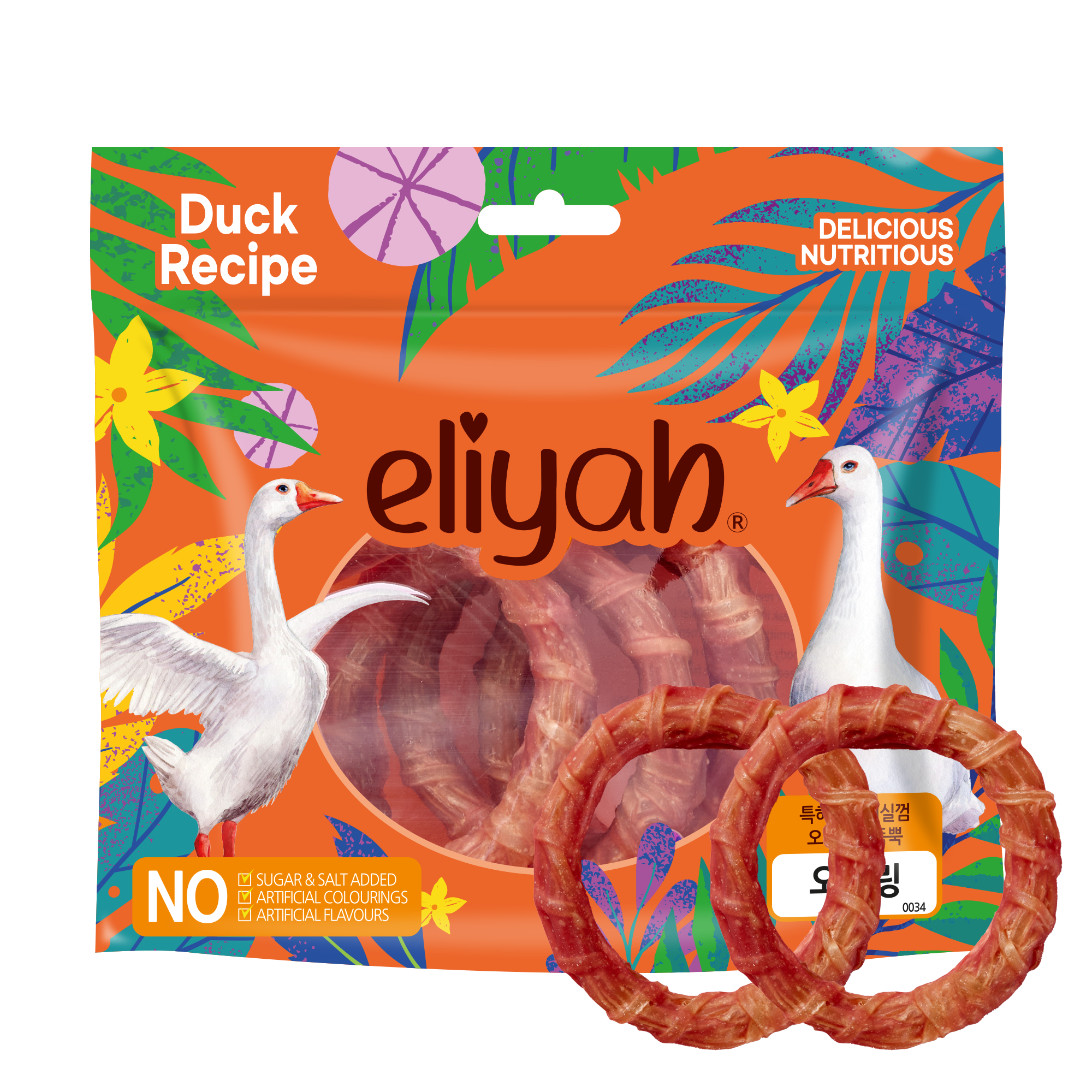 엘리야 오리링 오래먹는 강아지 치석 제거 간식 덴탈 껌 개껌 120G