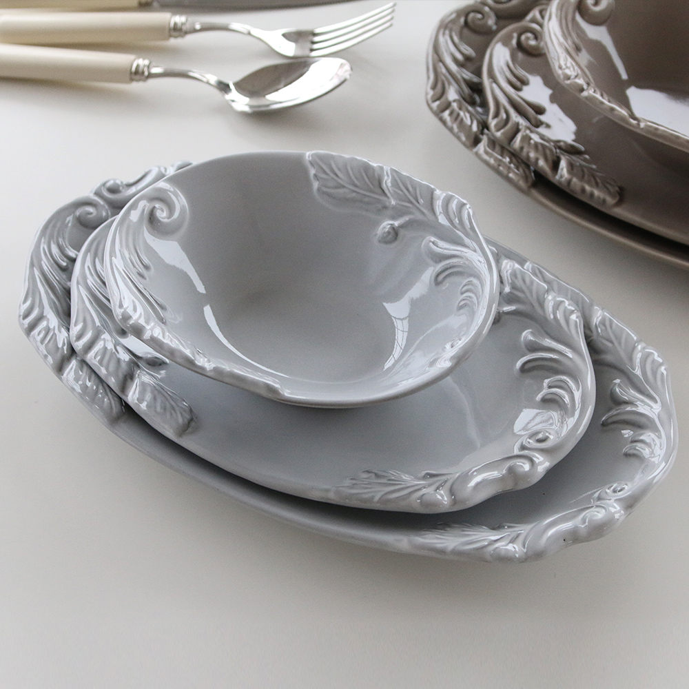 고급 핸드메이드 도자기 접시 예쁜 그릇 타원 앞접시 플레이트