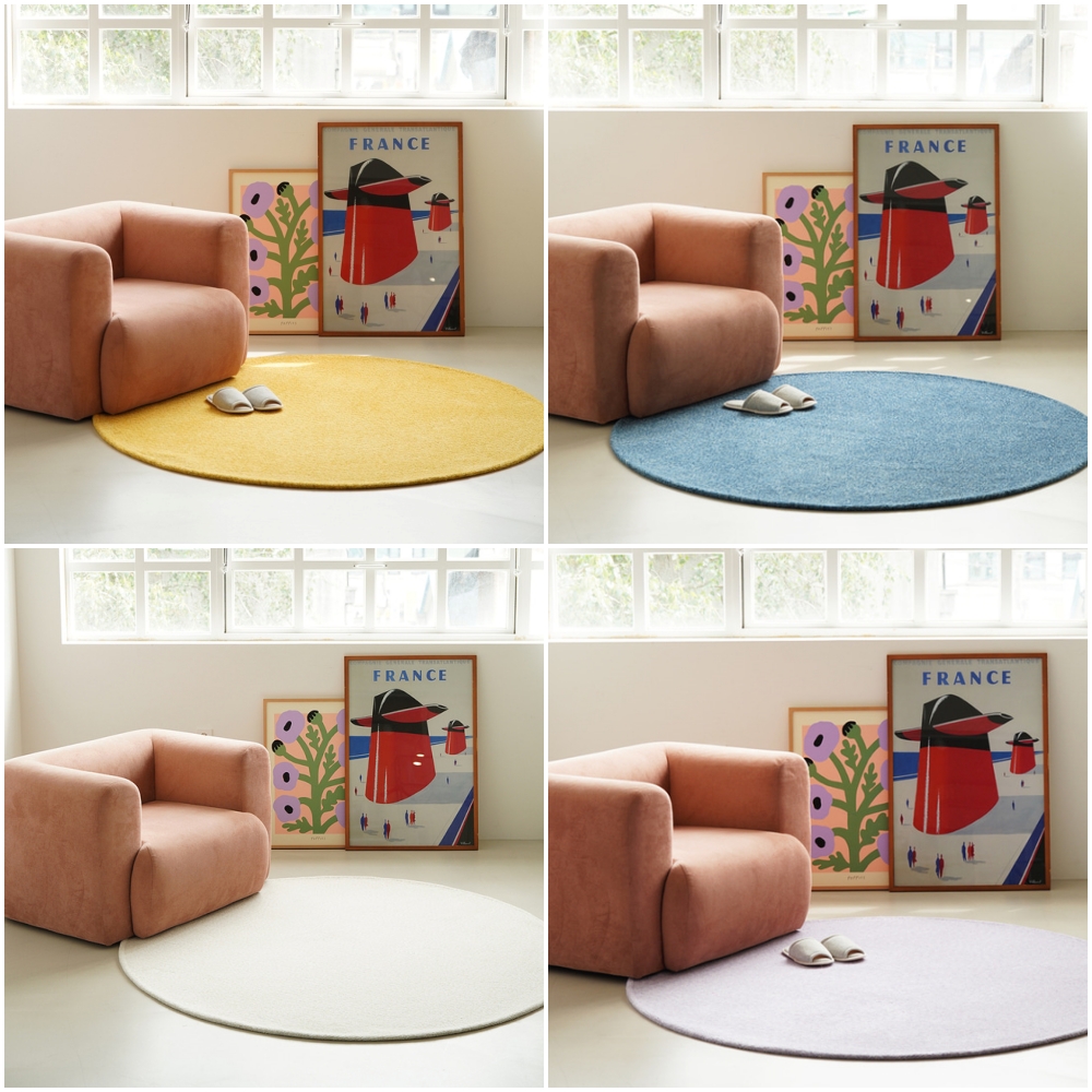 원형러그 마카롱 100 거실 원형 카페트 대형 단모 먼지없는 워셔블