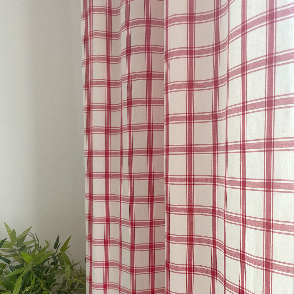 마켓 체크 커튼 아이방 여아 남아 키즈 봄커튼 레트로