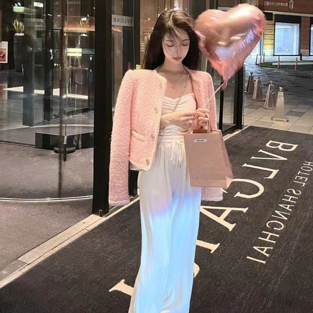 핑크 모직 자켓 예쁜 디자인 데이트 고급 고퀄 명품느낌 연예인 패션 코디 - 상세 이미지 2
