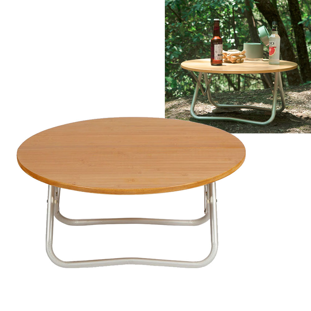 BP 캠핑 원형 테이블 좌식테이블 뱀부 우드 접이식