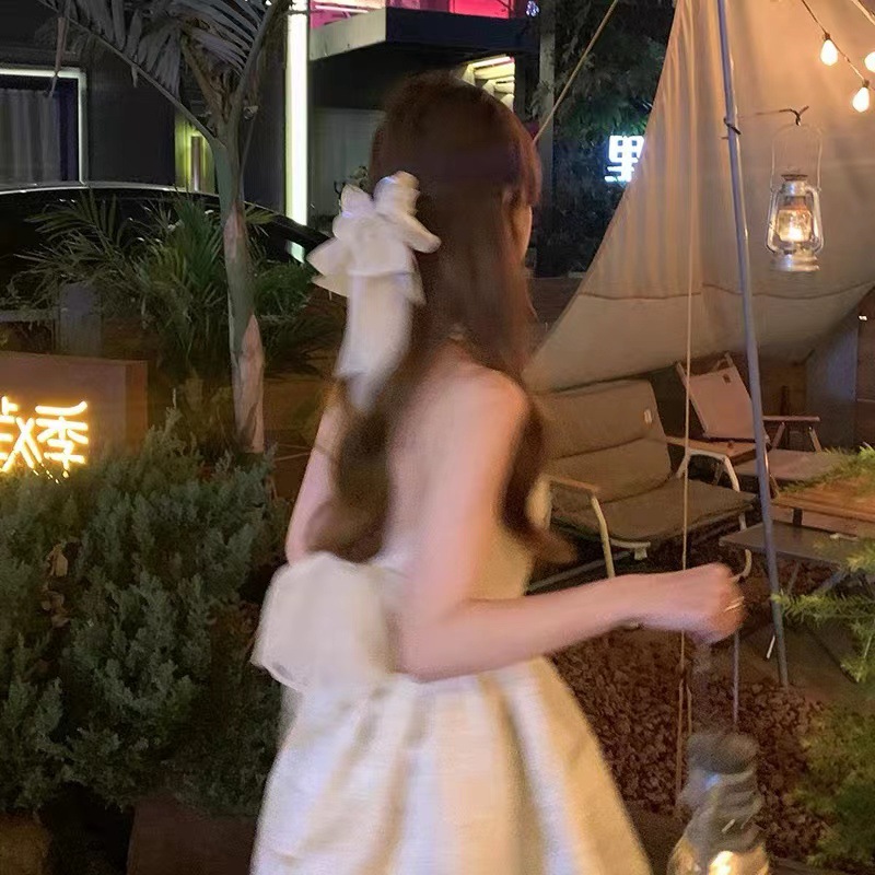 풍성 리본 롱 머리핀 헤어 화이트 핑크 진주 - 상세 이미지 4