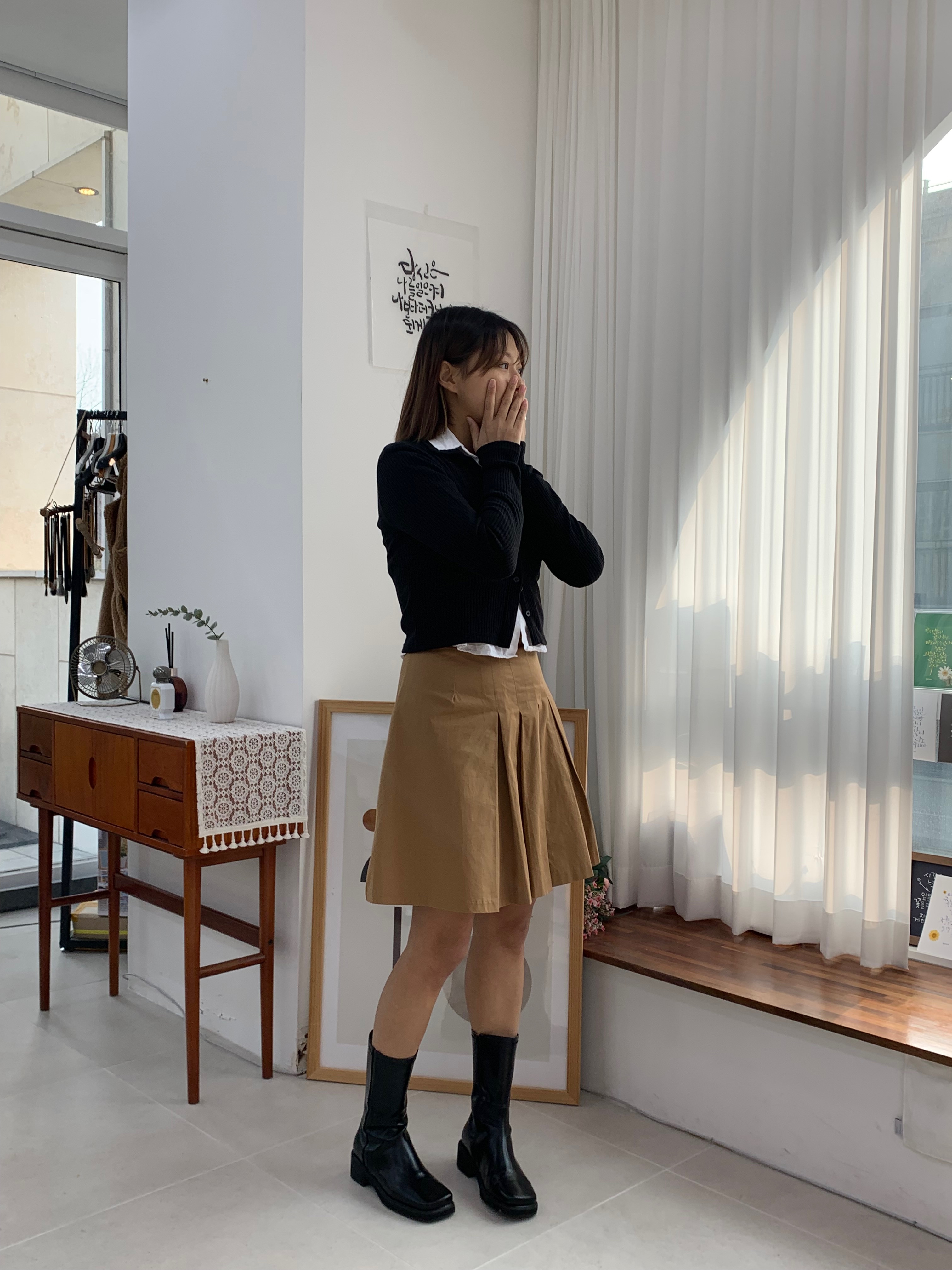 플리츠 언발주름 스커트 미디스커트 주름치마 - 상세 이미지 4