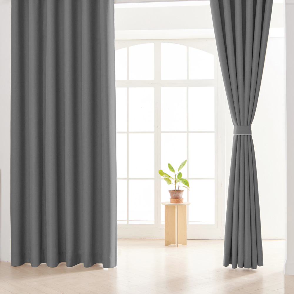 뷰하우스 데님 형상기억 거실 창문 복층 암막커튼 150x180 핀형 아일렛 맞춤제작 커텐