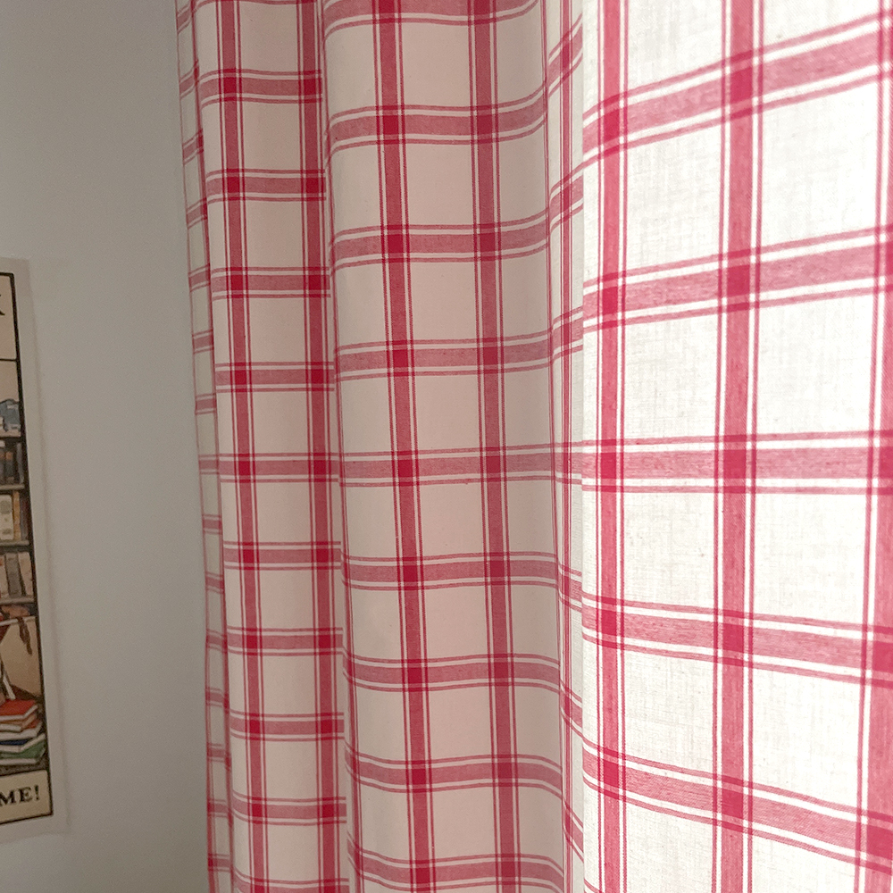 마켓 체크 커튼 아이방 여아 남아 키즈 봄커튼 레트로