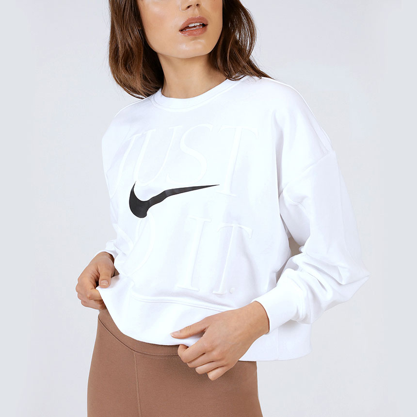 [라스트사이즈 세일] 나이키 드라이핏 여성 크루넥 맨투맨 세미 크롭 긴팔 티셔츠 DR7613-100 XL Only - 상세 이미지 5