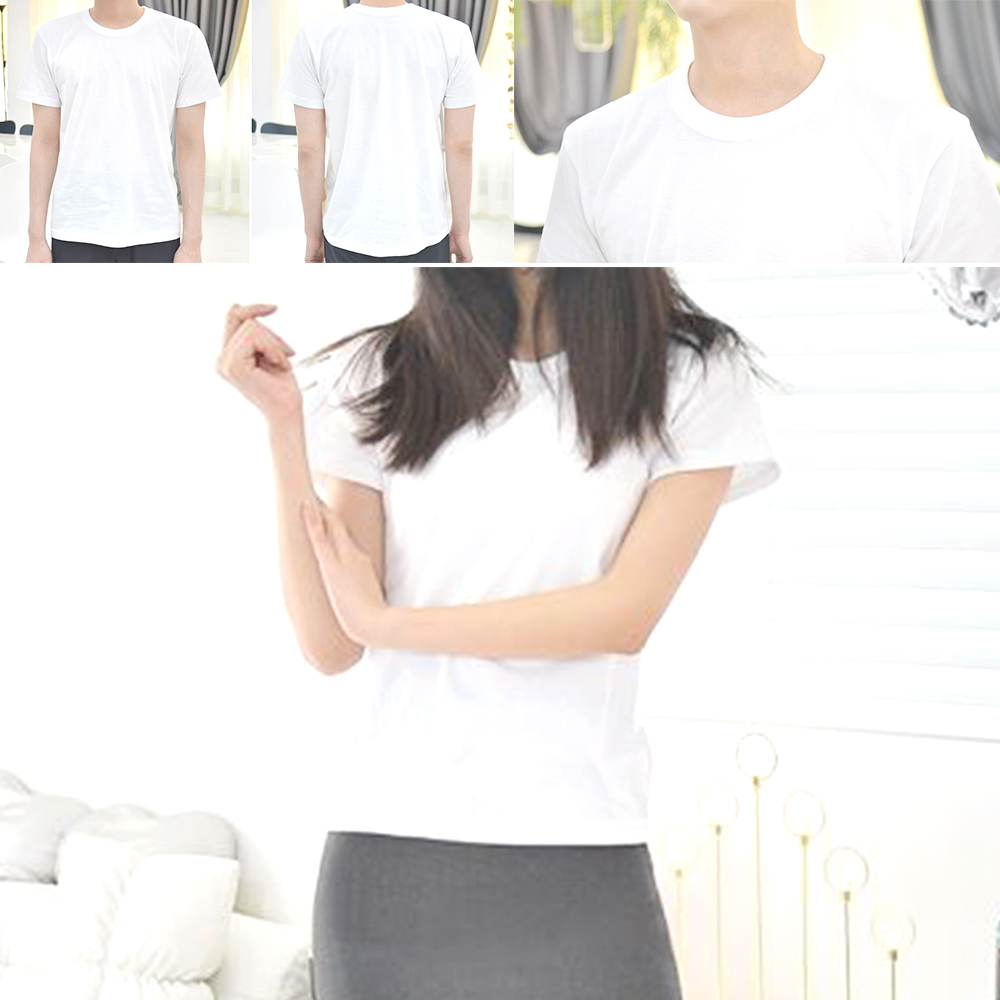 남녀 이너웨어 티셔츠 기본 라인핏 화이트 라운드 반팔티 - 상품 이미지