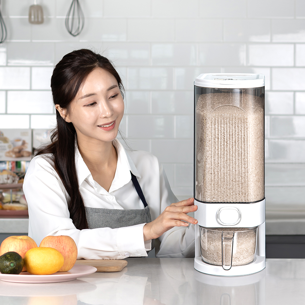 레토 쌀통 10kg 원터치 계량 밀폐 쌀보관 잡곡통 - 상세 이미지 3