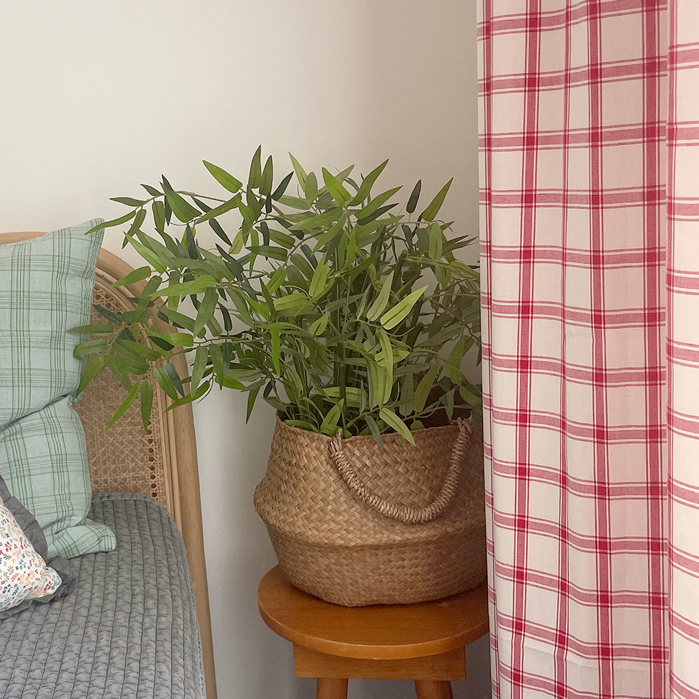 마켓 체크 커튼 아이방 여아 남아 키즈 봄커튼 레트로