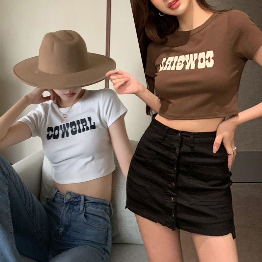 크롭티 반팔 탱크탑 블록코어룩 흠뻑쇼옷 배꼽 쫄 티 크롭 - 상세 이미지 2