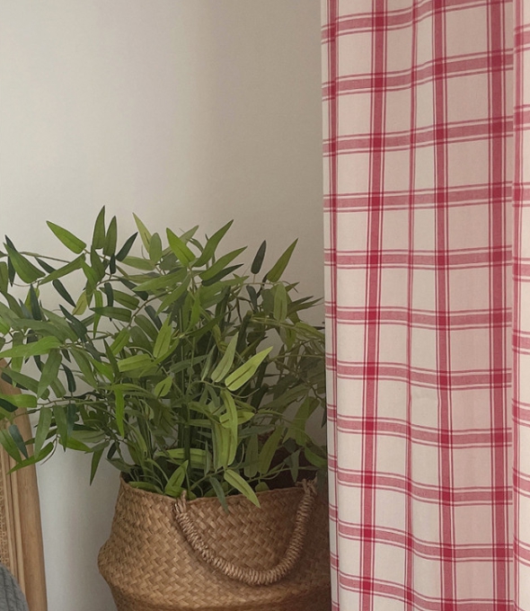 마켓 체크 커튼 아이방 여아 남아 키즈 봄커튼 레트로