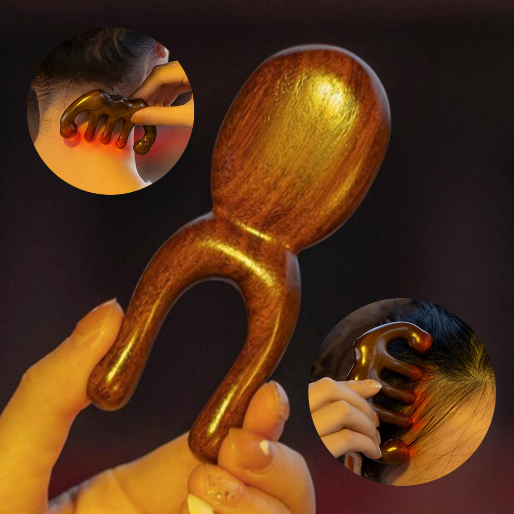 만능 원목 괄사 A타입 얼굴 전신 경락 나무 우드 마사지 두피 머리 안마 마사지기 지압봉 지압기 괄사빗 스틱